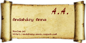 Andaházy Anna névjegykártya