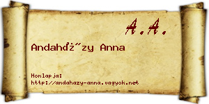 Andaházy Anna névjegykártya